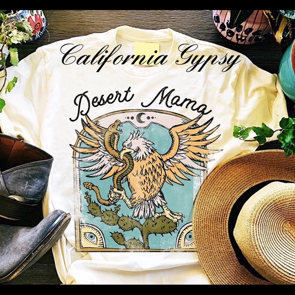 Desert Mama Eagle Retro Boho T-shirt LAST ONE - Picture 3 of 4